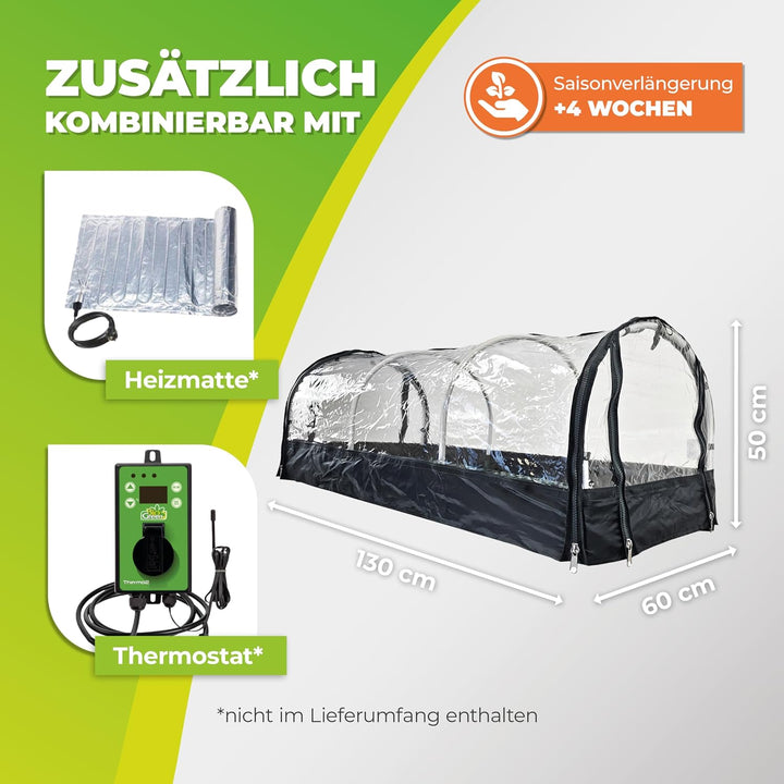 Bio Green XXL Zimmergewächshaus Jumbo | Robustes Aluminium-Rahmengestell | Anzuchtkasten L 130 x B 6