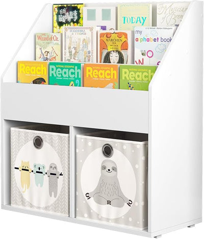 Oskar-Store Livinity Kinder Bücherregal Conny 72 x 79 cm, Weiss, Kinderregal mit grossen Ablagen Wei