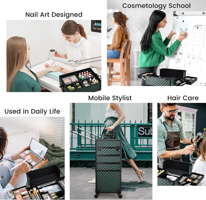 Kosmetikkoffer Trolley 4-in-1 Kosmetikkoffer Gross Kosmetik Trolley Make up Koffer Schminkkoffer mit