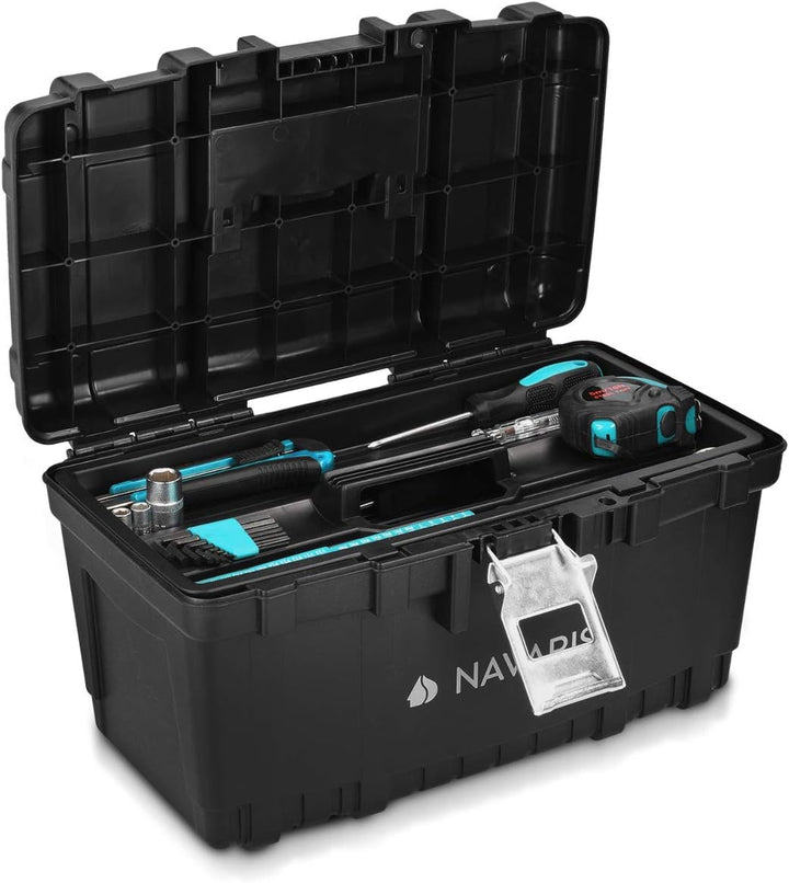 Navaris Werkzeugkasten 16" Box leer - 40,6 x 23,8 x 22cm - 19 Liter Volumen - mit einer Stahlschlies