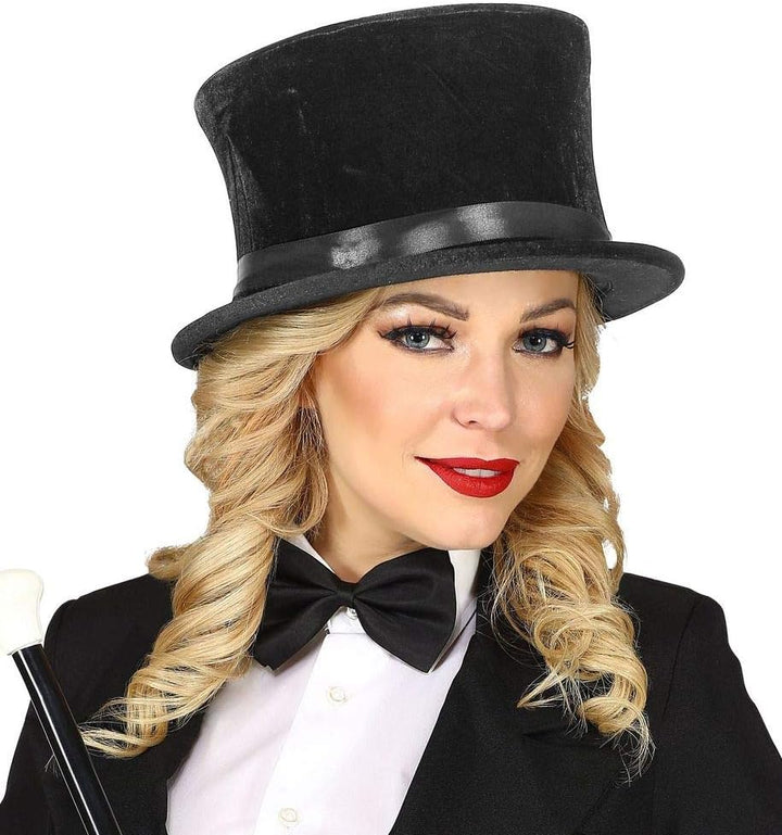 shoperama Samt-Zylinder klappbar Schwarz Damen Herren Gr. 57-60 Chapeau Claque Klappzylinder Hut Zau