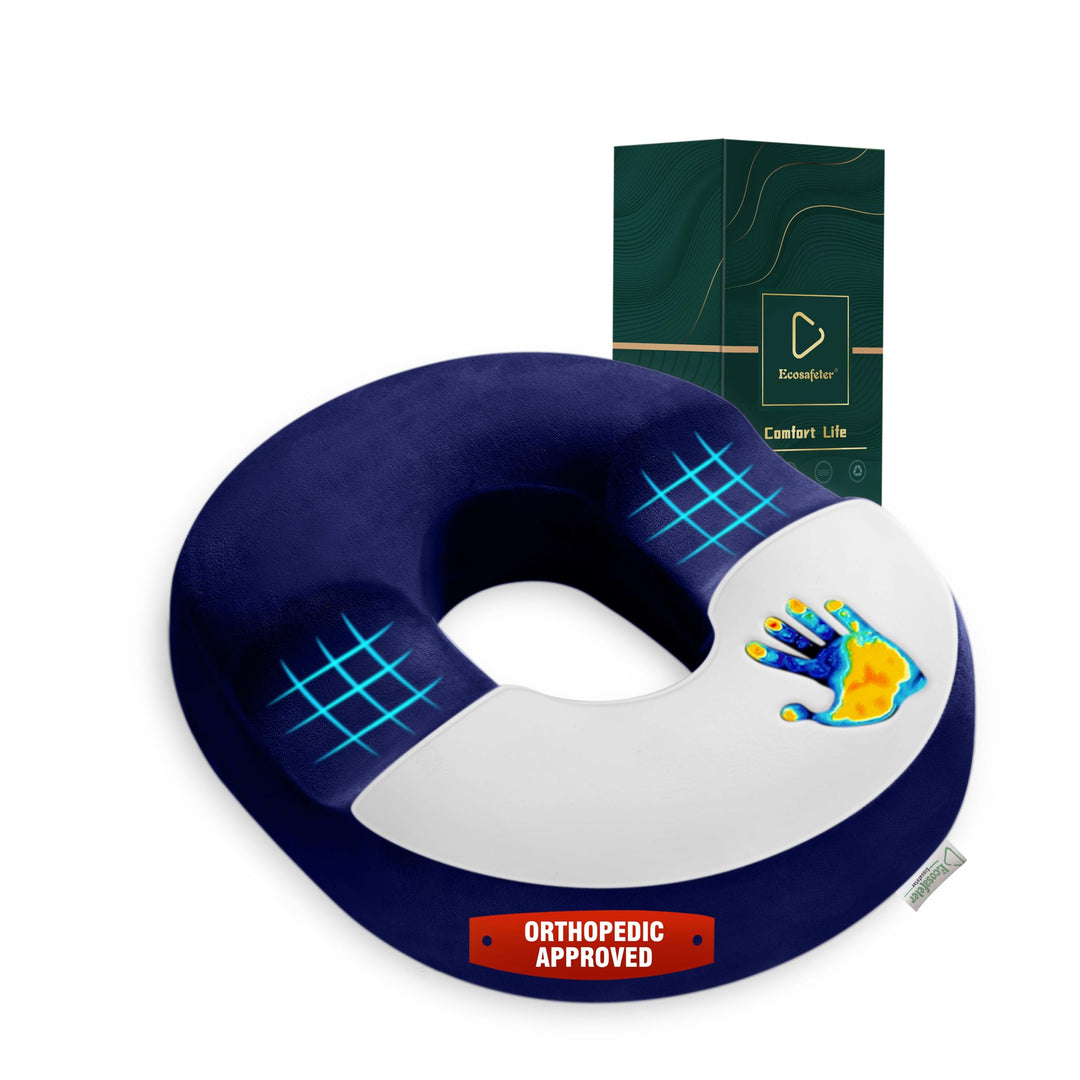 Donut Sitzkissen aus Memory Foam – Ergonomisches Ringkissen für Büro, Auto & Homeoffice – Druckentla