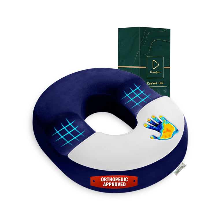 Donut Sitzkissen aus Memory Foam – Ergonomisches Ringkissen für Büro, Auto & Homeoffice – Druckentla