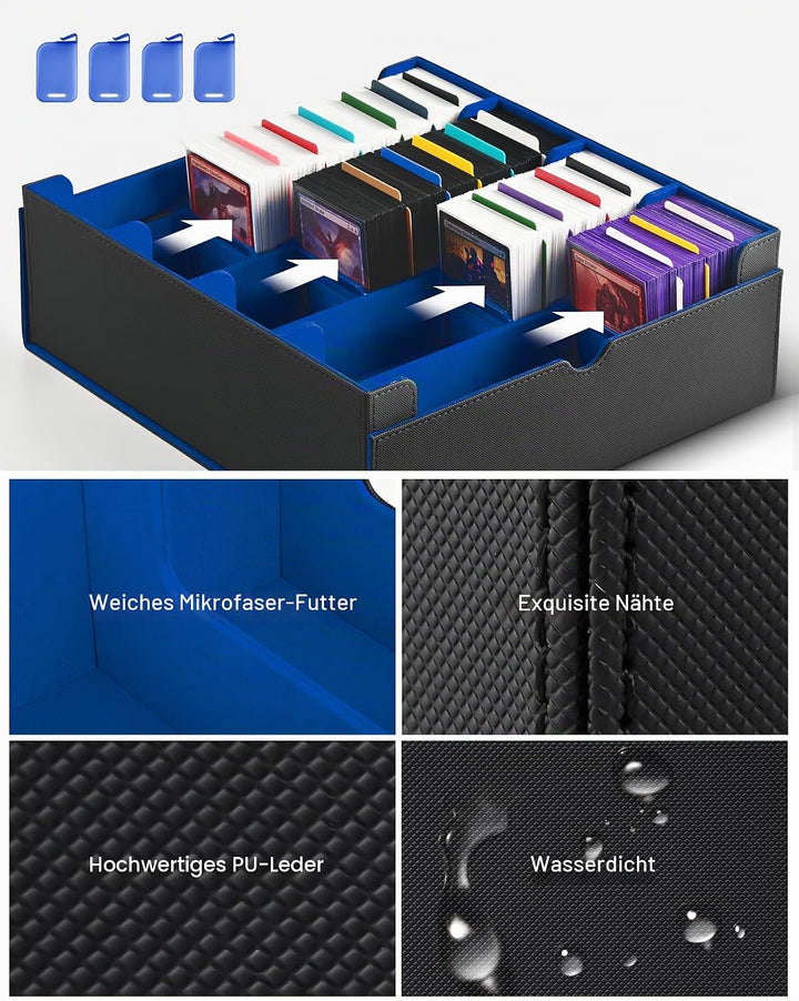 ZLCA Trading Card Storage Box, Commander Card Deck Case Holds 2400+ Cards, MTG Deck Box mit 4 Stopfe