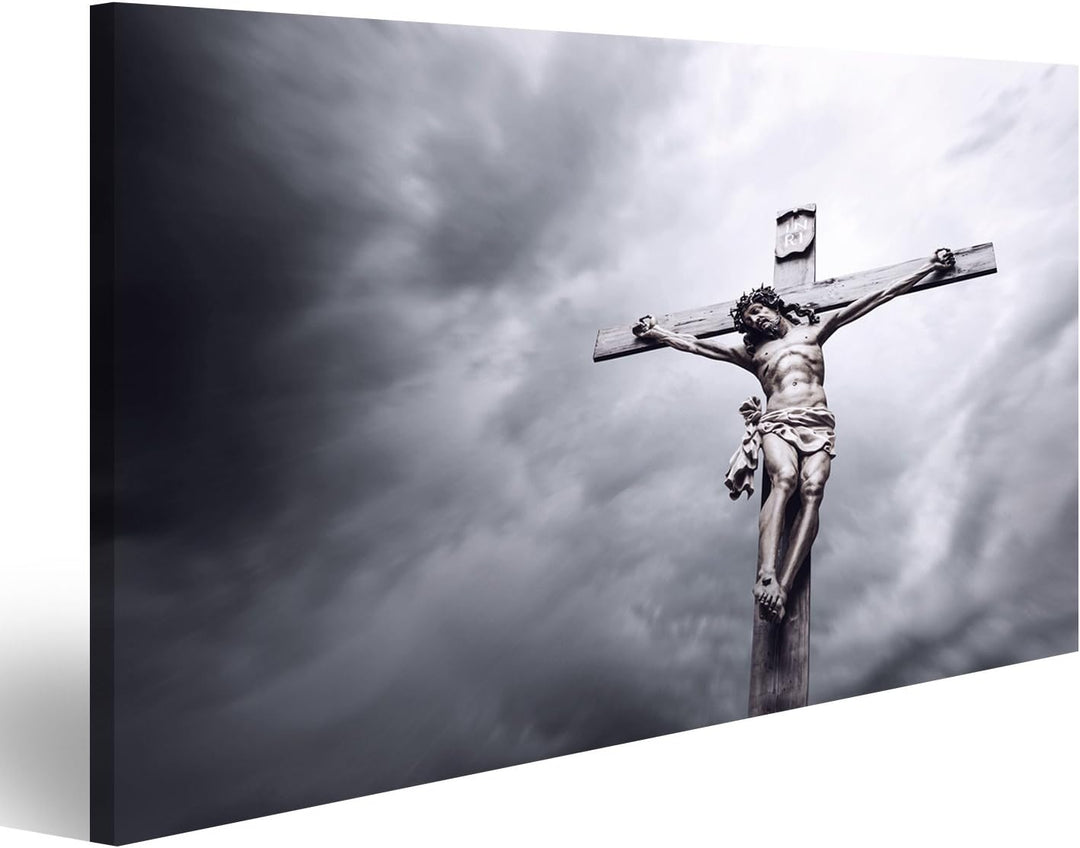 islandburner Bild auf Leinwand Kreuzigung Von Jesus Christus Bilder Wandbilder Poster 80x40cm, 80x40