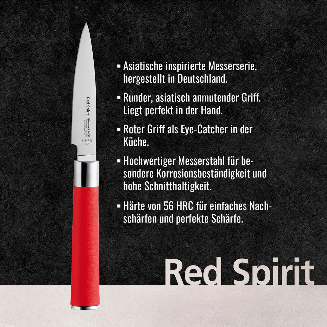 F. Dick Officemesser, Red Spirit (Messer mit Klinge 9 cm, X55CrMo14 Stahl, nichtrostend, 56° HRC) 81