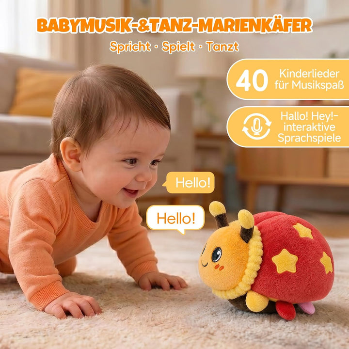SAIMAND Baby Spielzeug 6-12 Monate Marienkäfer – Krabbelspielzeug mit Musik, 40 Kinderliedern & Aufn