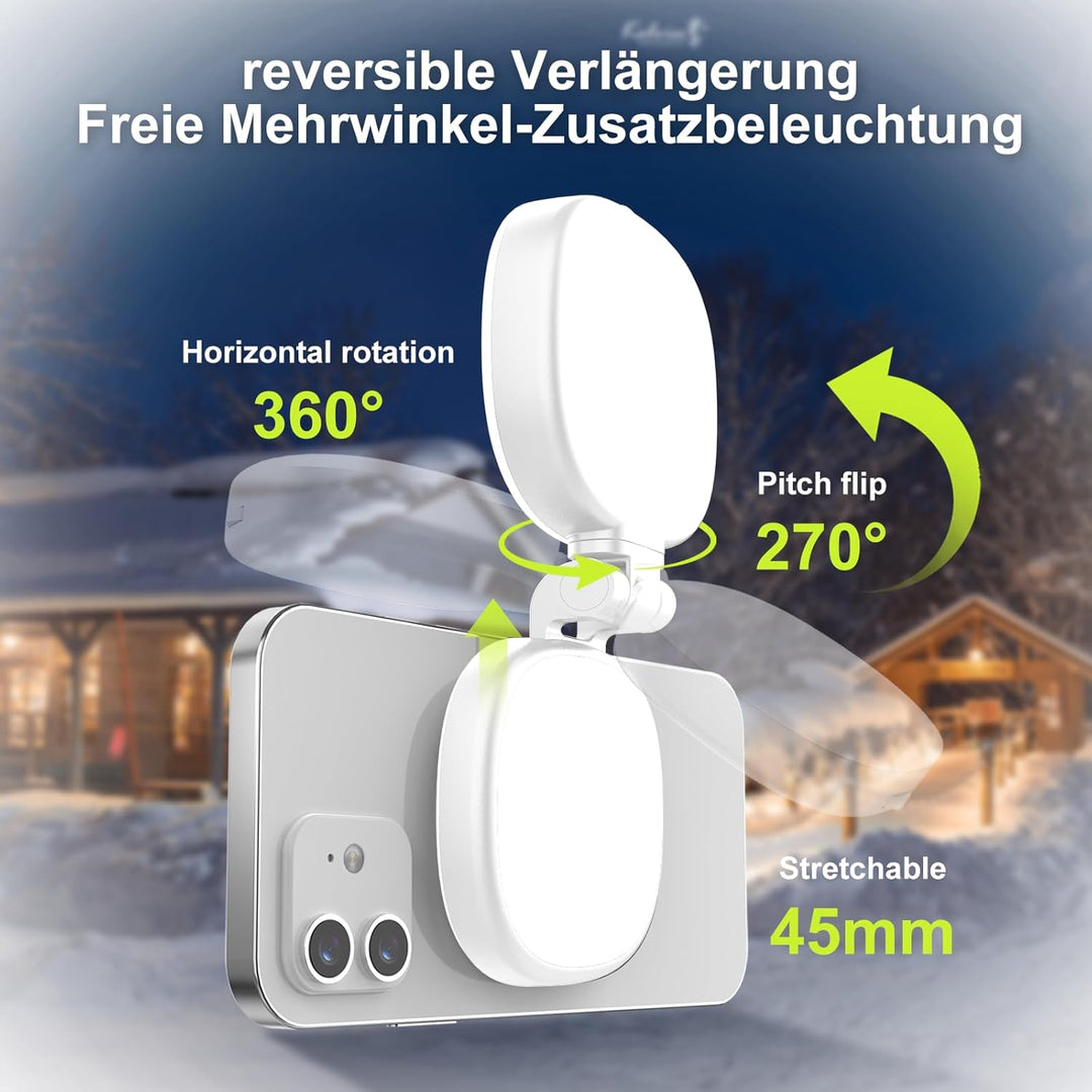 Magnetisches Selfie Licht für Phone: Ringlicht für iPhone Magsafe; CRI97 360° LED Fülllicht mit Spie
