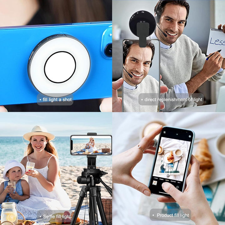 Mini-Selfie-Licht mit Magnet für iPhone – wiederaufladbares Handy-Selfie-Licht mit 3 Lichtmodi/3 Hel