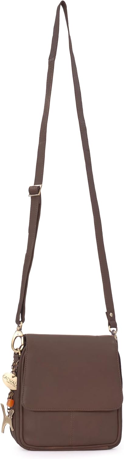 Catwalk Collection Handbags - Leder - Organizer/Umhängetasche/Schultertasche - TEAGAN Braun, Braun