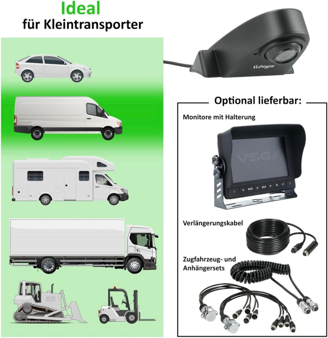 VSG24 HD Transporter Kugelkopf Rückfahrkamera, Sprinter Kamera inkl. Adapter Kabel, 1080P HD Auflösu