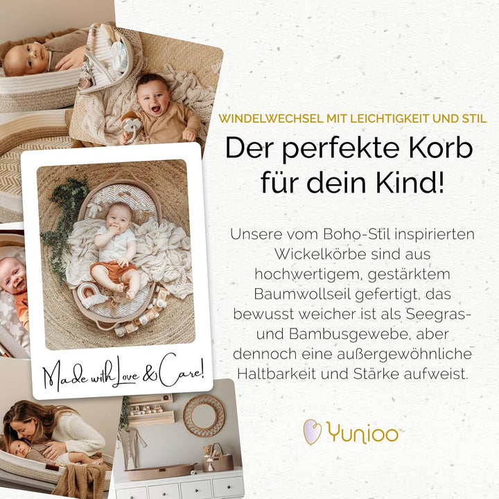Yunioo Wickelauflage, Wickelkorb Baby mit Reise Wickelunterlage, Schaumstoffmatratze und wasserabwei