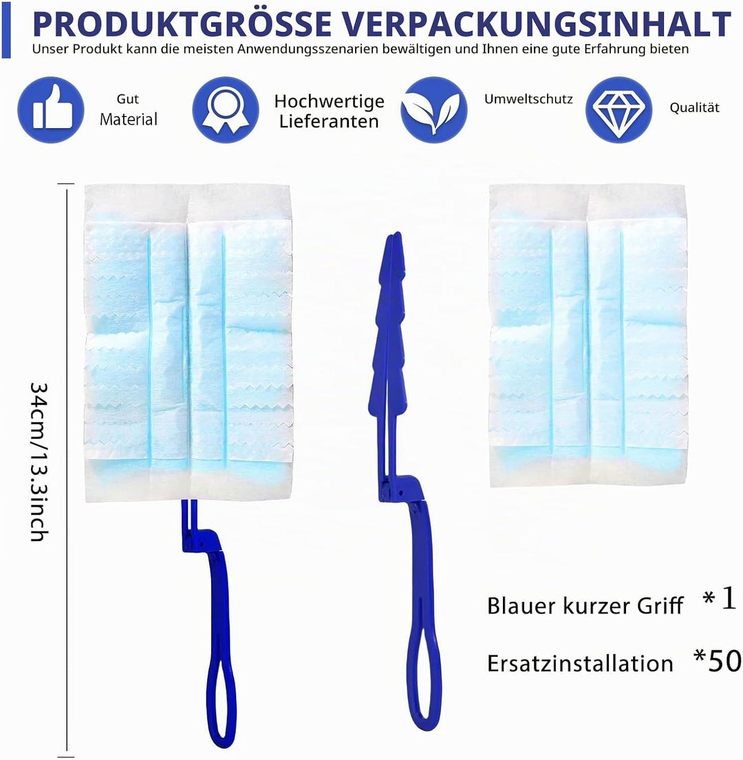 50 Stück Staubmagnet Staubwedel Nachfüllpack für Swiffer, Mikrofaser Staubwischer mit 1 Handgriff vo
