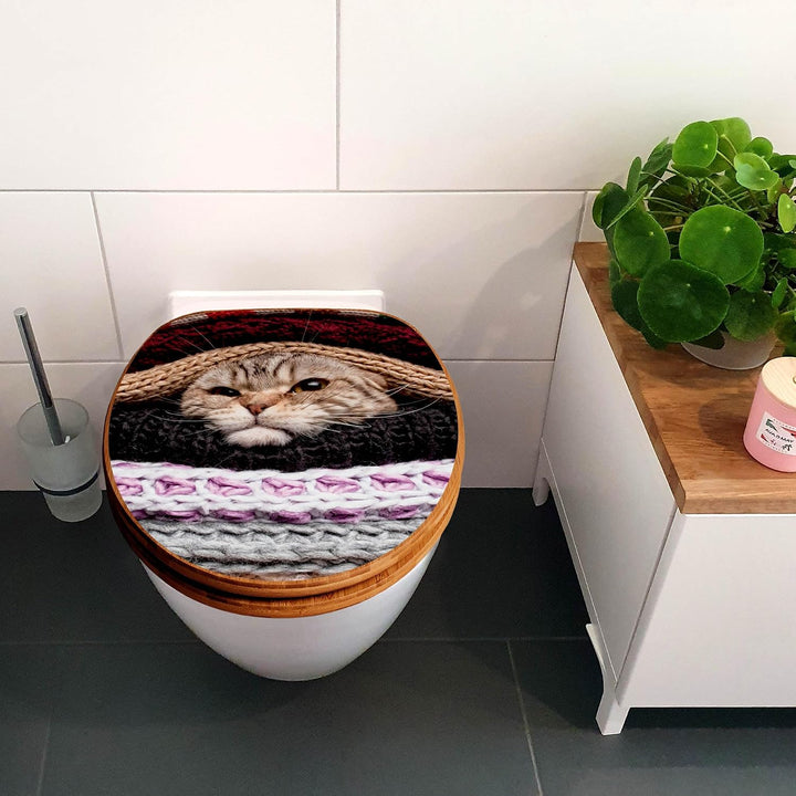banjado Design WC Sitz Bambus Absenkautomatik 45,8x37,5cm - Toilettendeckel mit Absenkautomatik Holz