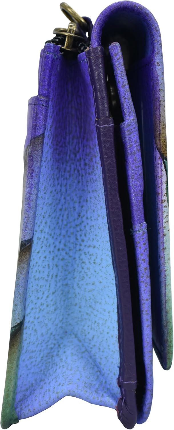 Anna by Anuschka Damen-Geldbörse, echtes Leder, mit Schnur Einheitsgrösse Midnight Peacock, Einheits