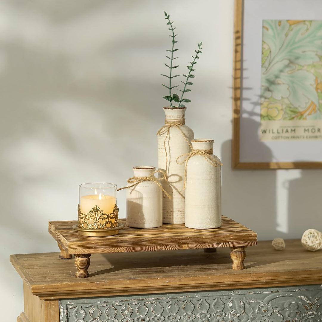 Hanobe Deko Tablett Holz Holztablett: Hölzerne Riser Bauernhaus Holz Sockel Display Stand Rustikal T