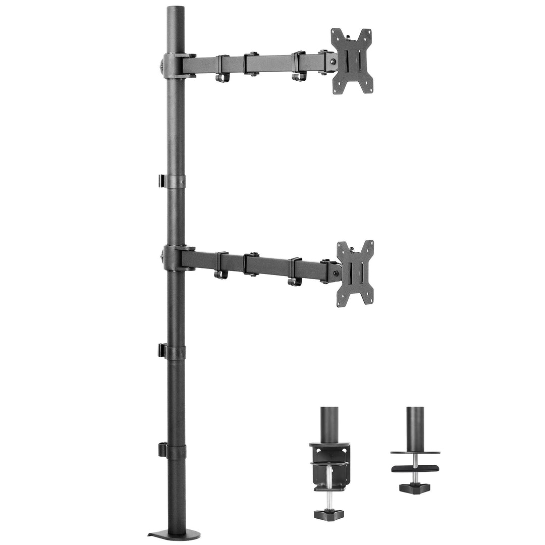 VIVO STAND-V012T Ständer für Zwei Monitore, extra hoch, vertikal gestapelt, mit 99 cm Stehstange, vo