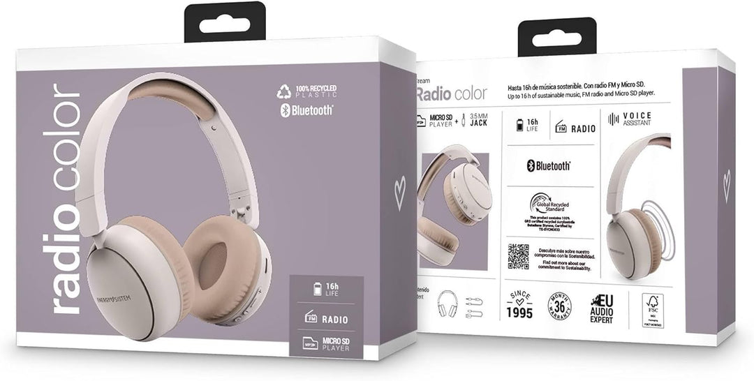 Energy Sistem Radio Color Bluetooth-Kopfhörer mit FM-Radio (100% recycelter Kunststoff, MP3-Player u