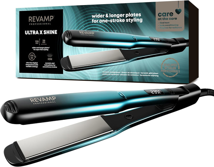 REVAMP Progloss Ultra X Shine Keramik-Glätteisen | Haarglätter mit breiten gefederten Keramik-Ionen-