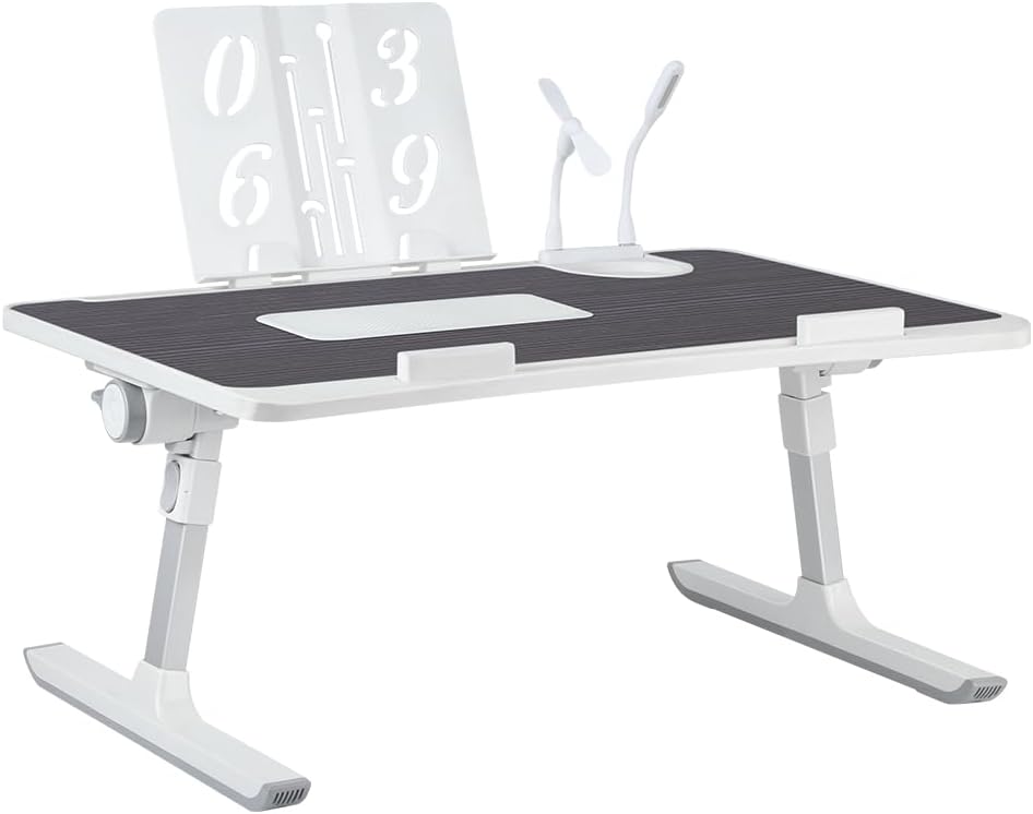 Tragbarer Computertisch, Betttisch, faltbar, aus Bambus, verstellbare Tischplatte für Laptop, mit ve
