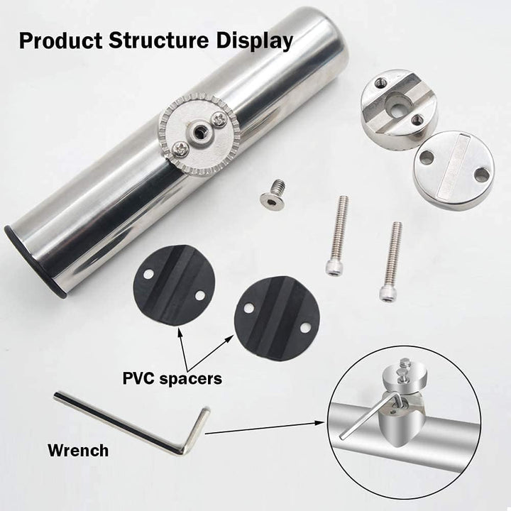 AMYSPORTS Rutenhalter Edelstahl auf Angelrutenhalter für Schienen 3/4" bis 1" 19mm bis 25mm