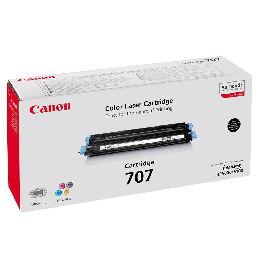 Canon 707 Bk original Toner Schwarz für ISensys Laserdrucker Schwarz Toner Cartridge, Schwarz Toner