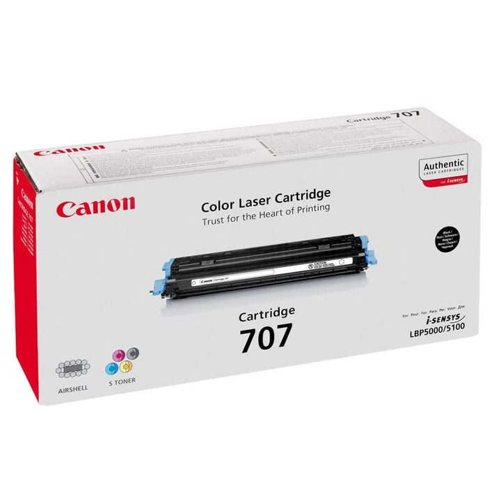 Canon 707 Bk original Toner Schwarz für ISensys Laserdrucker Schwarz Toner Cartridge, Schwarz Toner