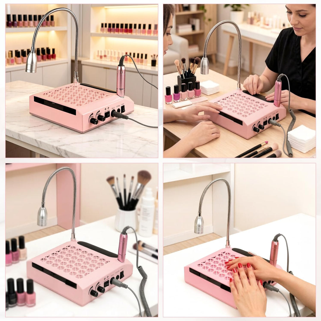 4-in-1-Nagelstaubabsaugung mit elektrischer Nagelfeile (30.000 U/min), 80W Nagelstaubabsaugung mit L