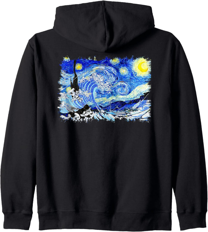 Grosse Sternennacht Welle Berühmte Kunst Van Gogh Hokusai Kapuzenjacke
