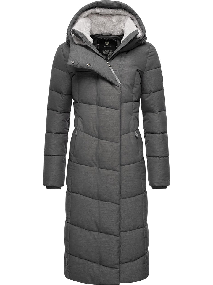 Ragwear Damen atmungsaktiver Wintermantel Warmer wasserdichter Steppmantel lang mit Kapuze Pavla Lon