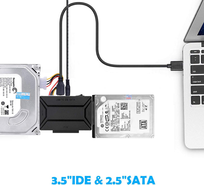 AGPTEK USB 3.0 zu IDE/SATA Konverter, Festplattenadapter mit Power-Schalter für 2.5"/3.5" SATA/IDE/S