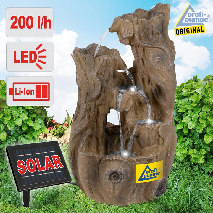 Solar Gartenbrunnen Brunnen Solarbrunnen Zierbrunnen Wasserfall Gartenleuchte Teichpumpe Basalt-Kask