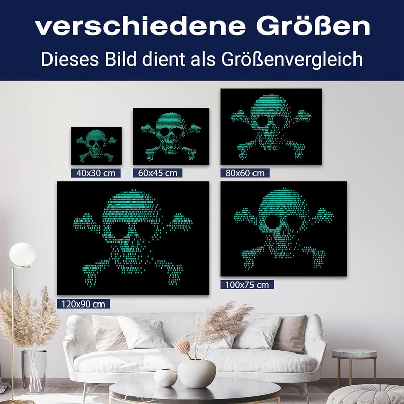 wandmotiv24 Leinwand-Bilder Totenköpfe, Grösse 80x60cm, Querformat, Totenkopf Digital, Pirat, Knoche