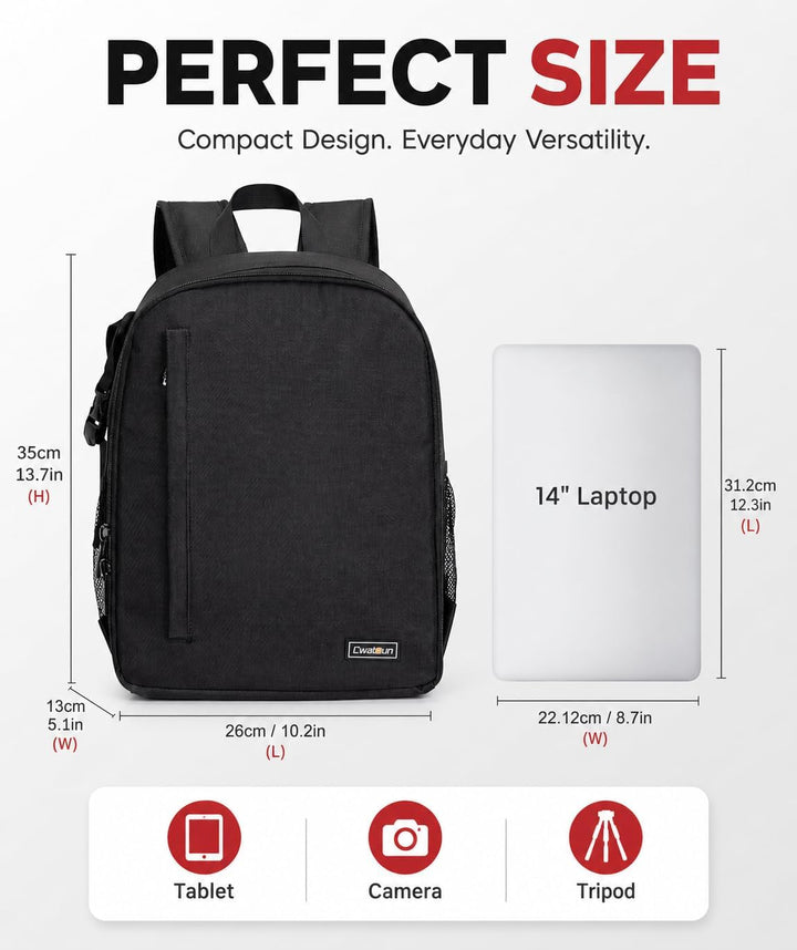 Cwatcun Kamerarucksack Wasserbeständig Fotorucksack Professioneller Kameratasche für spiegellose DSL