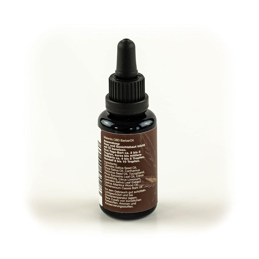 Malantis BarberOil | 30ml | Bartöl in Barbershop Qualität mit Hanfsamen- und Pinienöl, Vitamin E | B