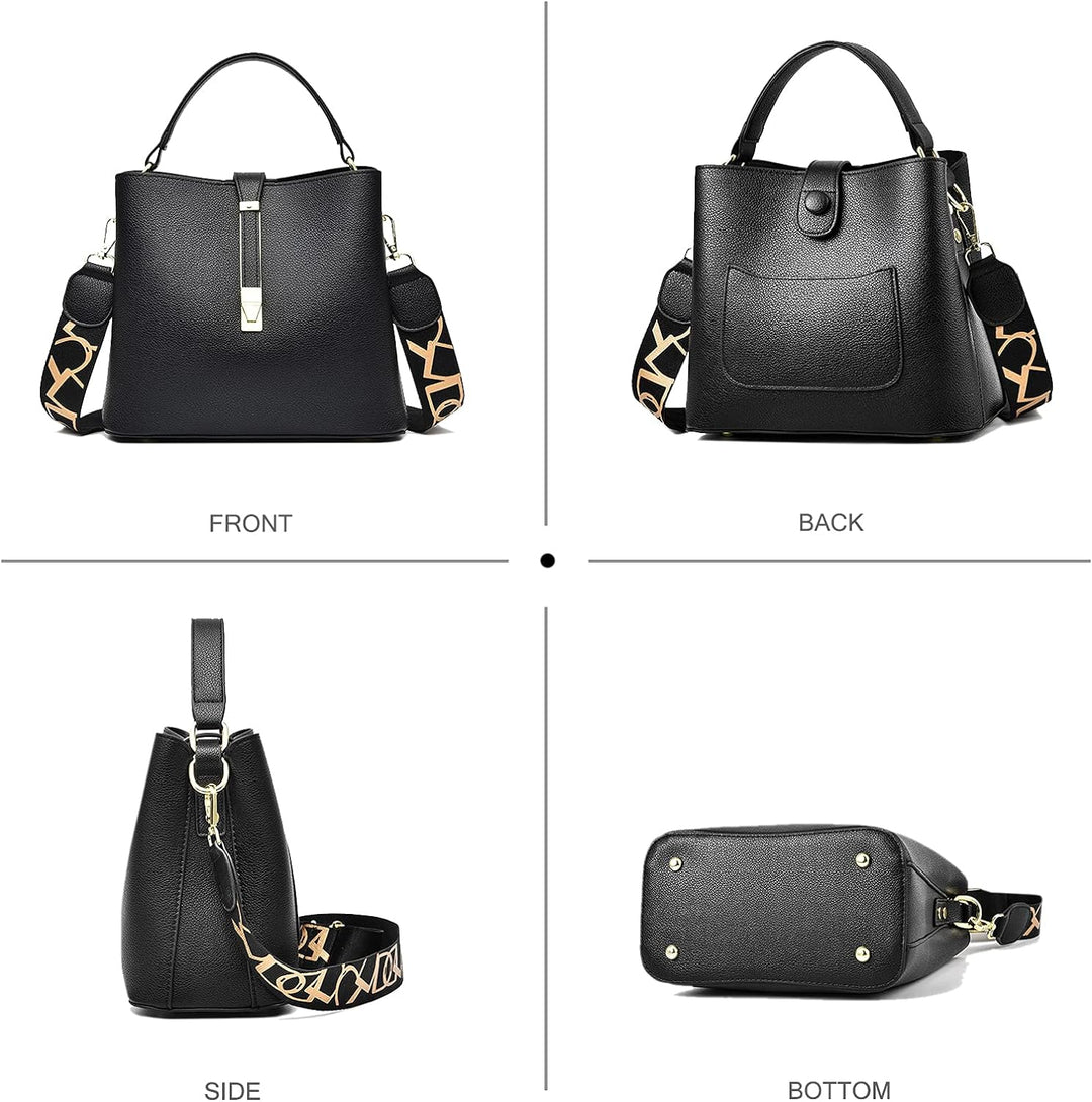 NICOLE & DORIS Leder Handtasche Damen Designer Frauen Umhängetasche mit Kartenfächer Shopper Klein T