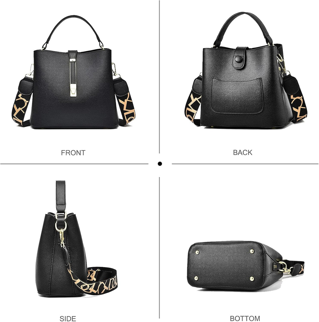 NICOLE & DORIS Leder Handtasche Damen Designer Frauen Umhängetasche mit Kartenfächer Shopper Klein T