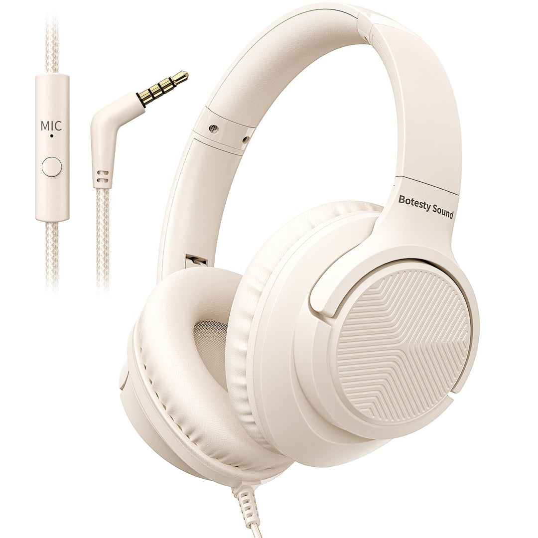 Kopfhörer mit Kabel und Mikrofon, Over-Ear Kabelkopfhörer mit 3,5mm Klinkenstecker, Faltbar Kabelgeb