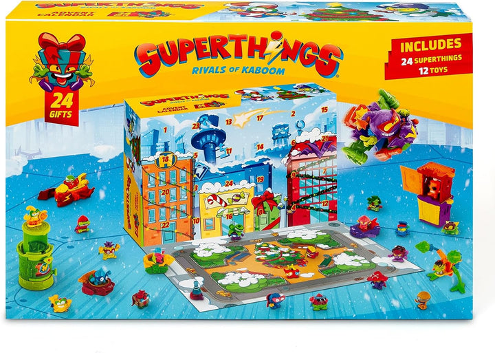 Superthings Adventskalender mit 24 besonderen Geschenken und Überraschungen. Enthält Minifiguren von