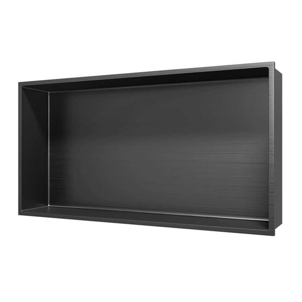 ALONI Wandnische Edelstahl grau gebürstet rostfrei 30,5x30,5x10 cm - Einbau-Duschnische Badezimmer A