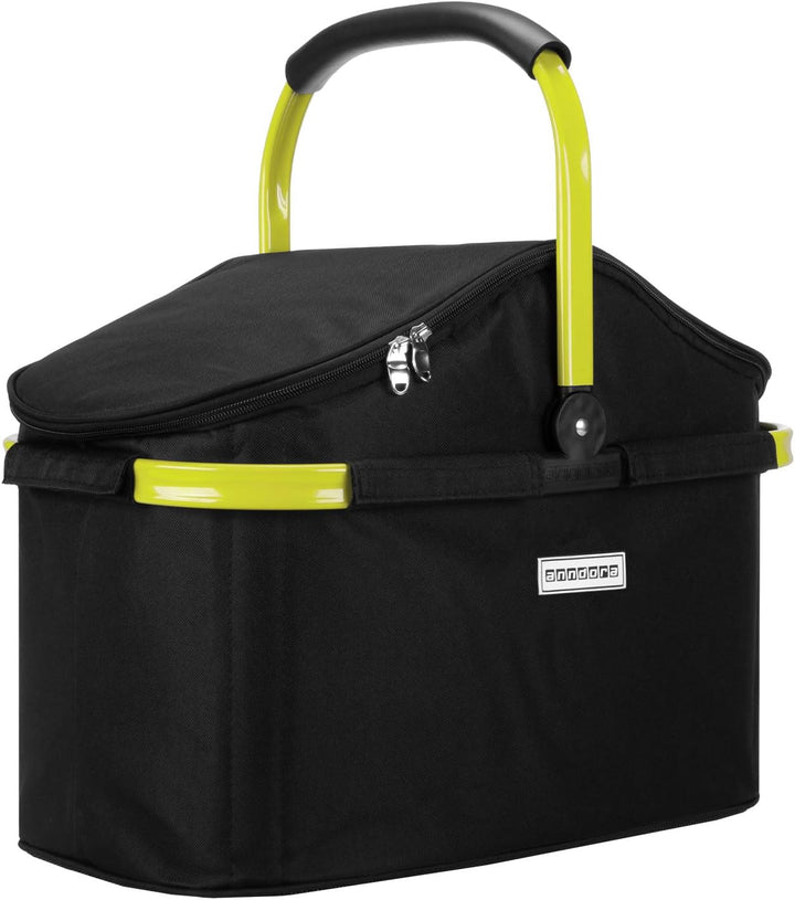 anndora Einkaufskorb 25 Liter ISO Picknick Kühlkorb Schwarz - Rahmen Limette Iso: Schwarz Rahmen Lim