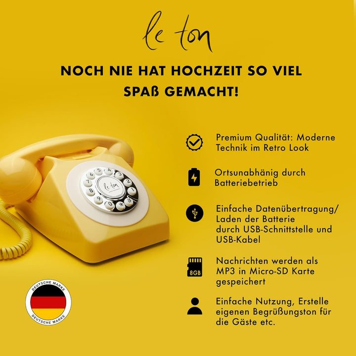 Le Ton Audio Gästebuch Telefon für Hochzeiten und Events, Gästetelefon, Hochzeitstelefon