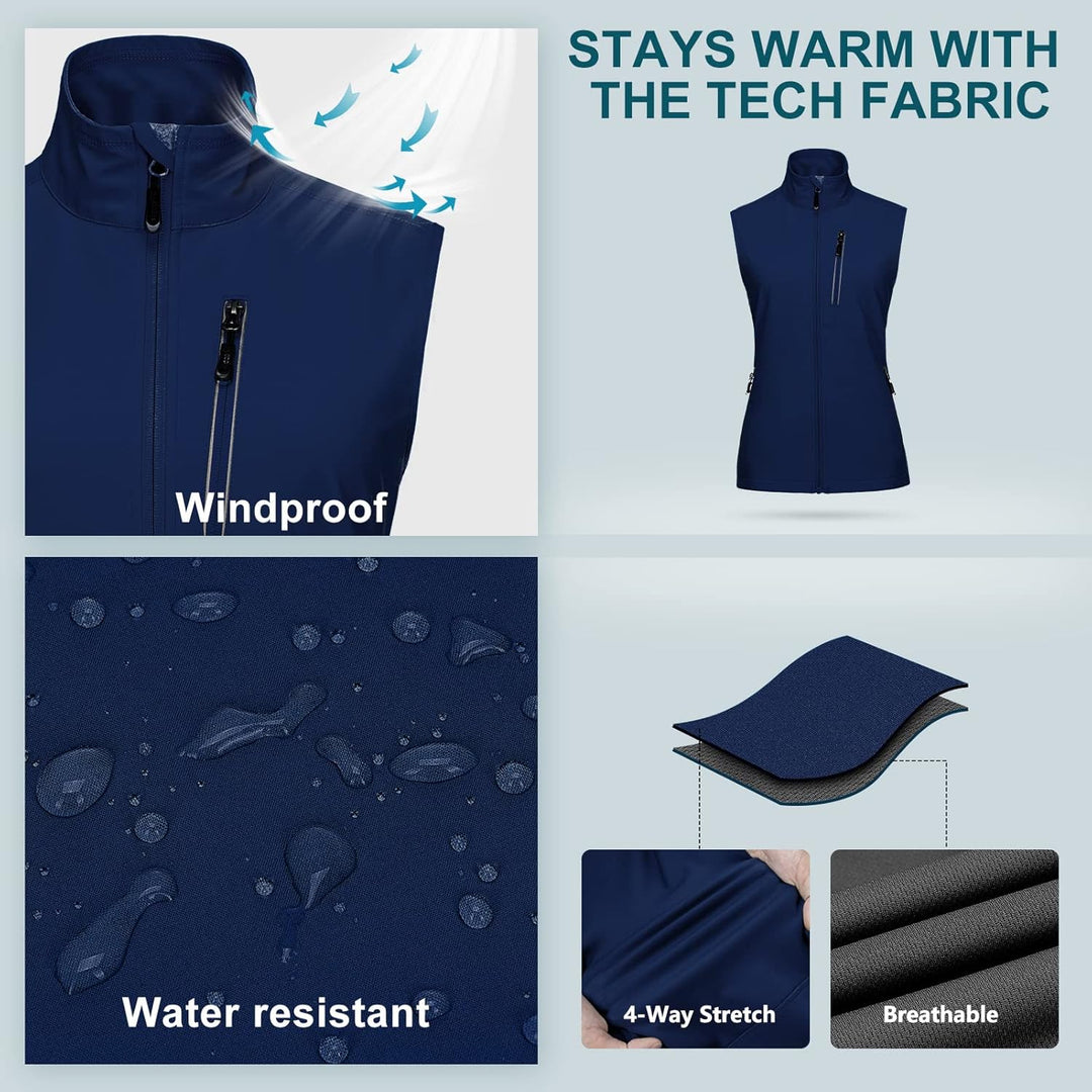 33,000ft Damen Leichte Laufweste Outdoor Softshell Weste Frau Ärmellose Jacke Winddichte Wasserdicht