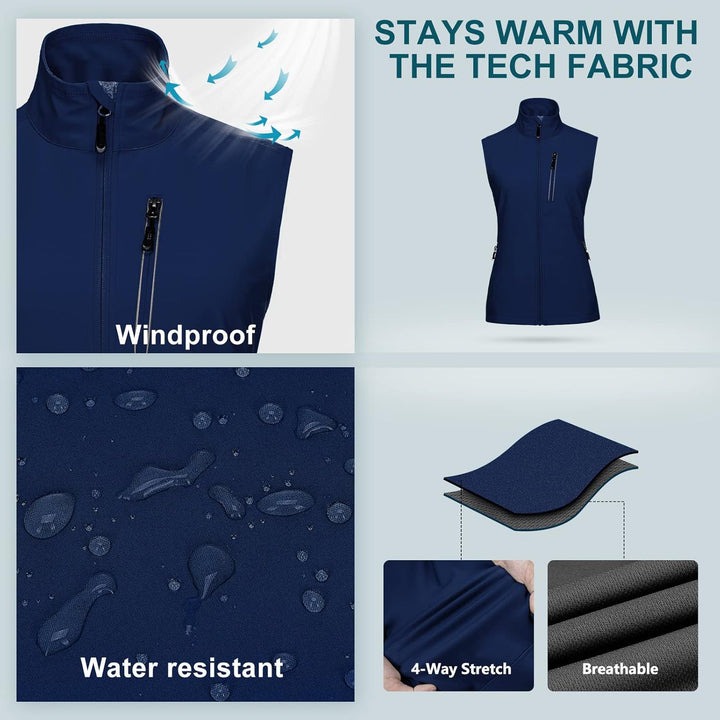 33,000ft Damen Leichte Laufweste Outdoor Softshell Weste Frau Ärmellose Jacke Winddichte Wasserdicht