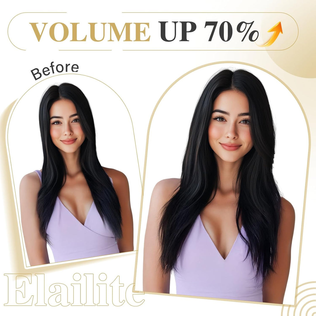 Elailite Clip in Extensions Echthaar Doppelt Tressen für Mädchen Haarverlängerung Haarteil 8 Teilig