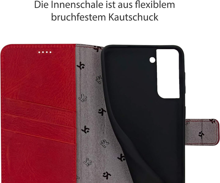 Suncase Book-Style Hülle kompatibel mit Samsung Galaxy S22 Plus 5G Leder Tasche (Slim-Fit) Lederhüll