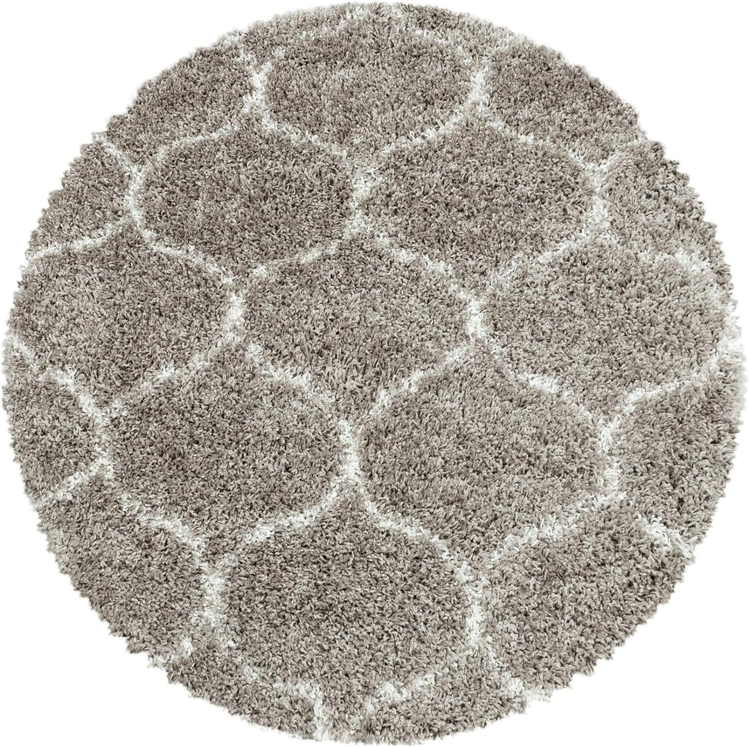 Hochflor Rund Teppich Wohnzimmer im Skandinavischen Stil Skandinavisches Design Flauschiger Langflor