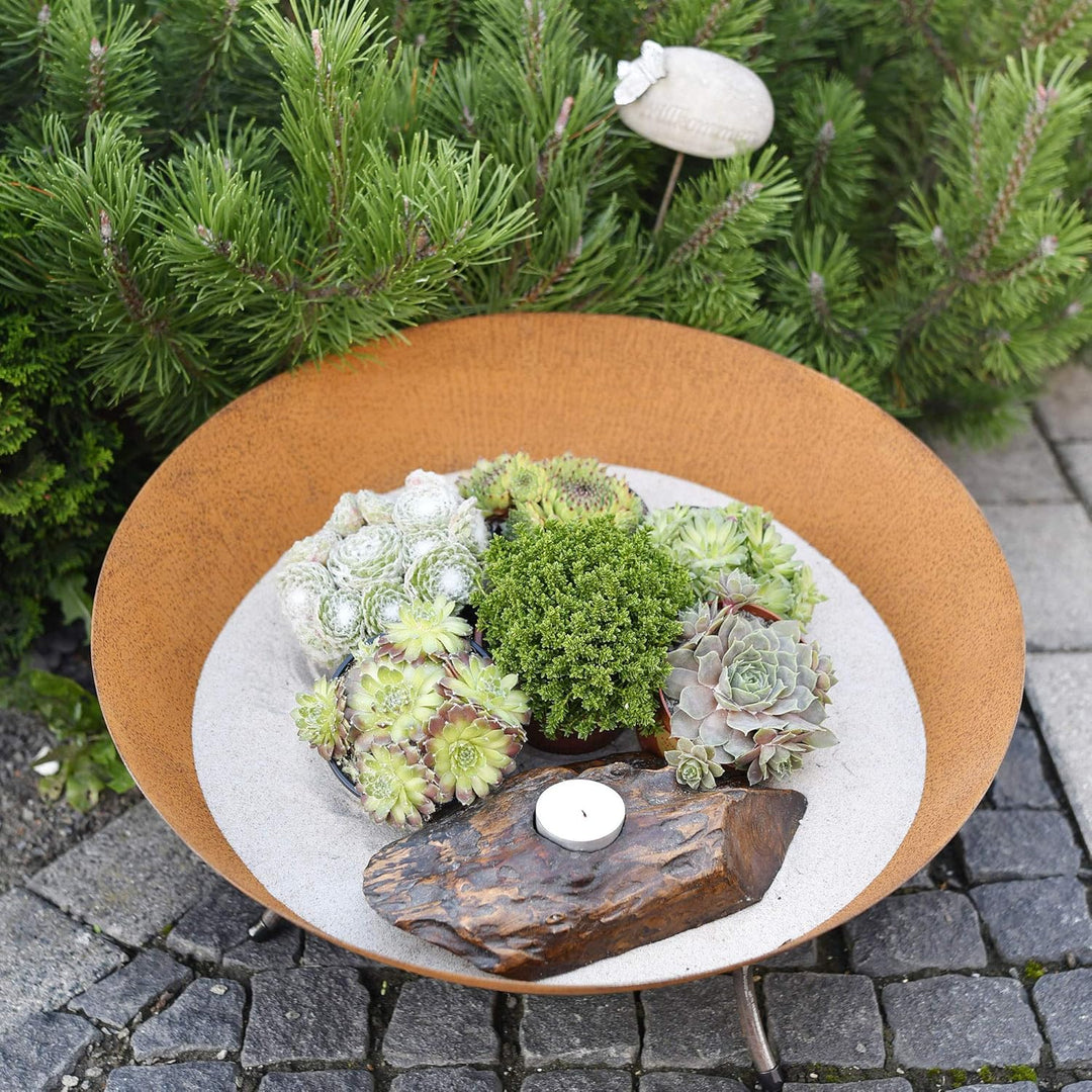 Köhko Feuerschale & Dekoschale Braga ø 45xH 20 cm aus Gusseisen mit Rost-Optik mit 3 Füsse für Grill