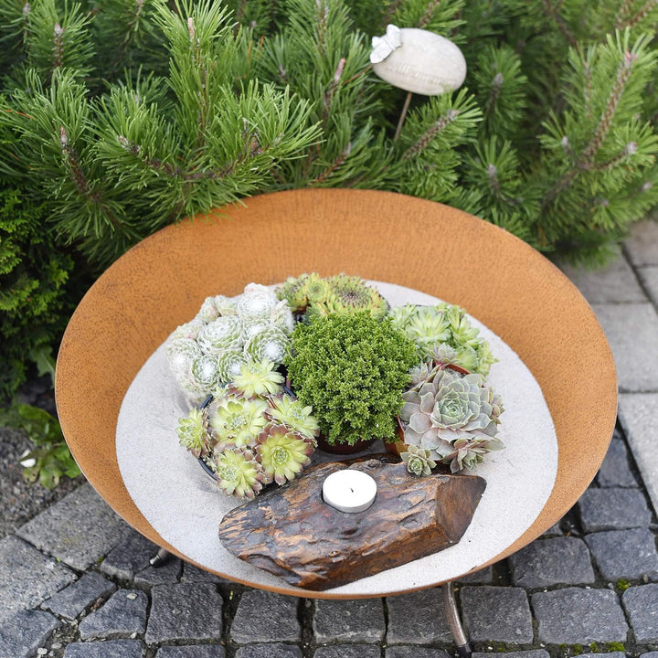 Köhko Feuerschale & Dekoschale Braga ø 45xH 20 cm aus Gusseisen mit Rost-Optik mit 3 Füsse für Grill