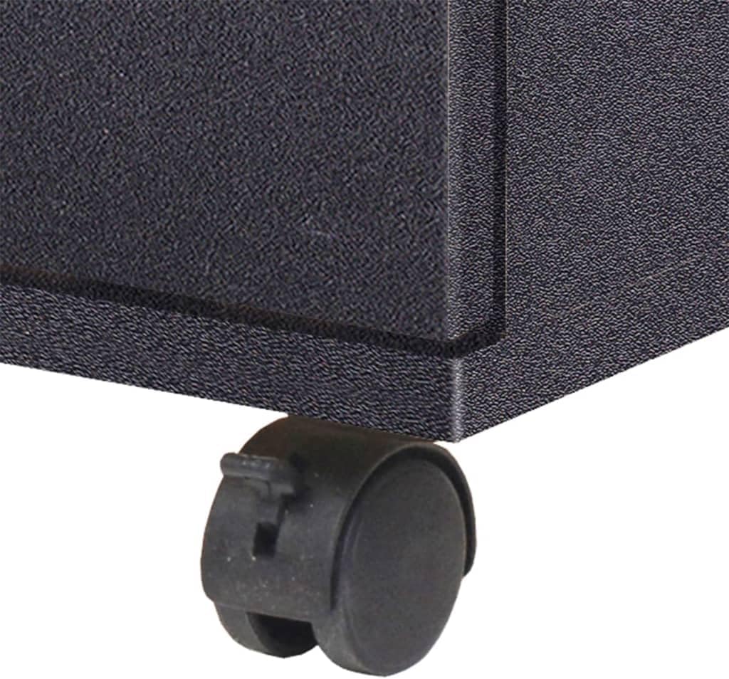 vidaXL Schubladenelement Rollen 33x45x60cm Schwarz Rollcontainer Büroschrank, Schwarz